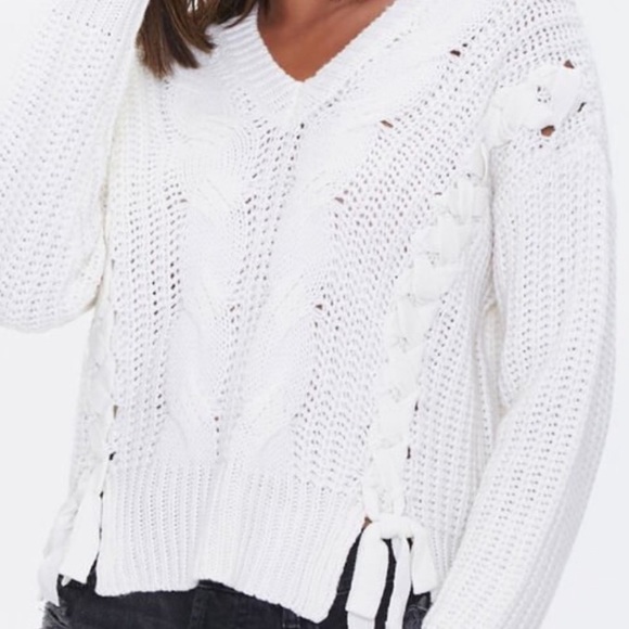 Forever 2 Lace Up Cable Knit Sweater 